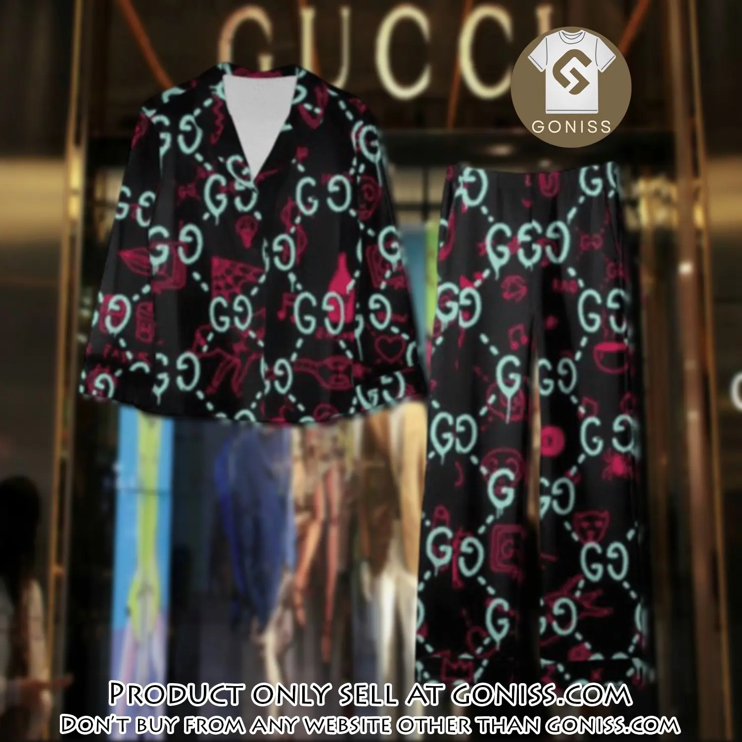 Trending luxury gc satin pajama set pjs1065 gn1220630